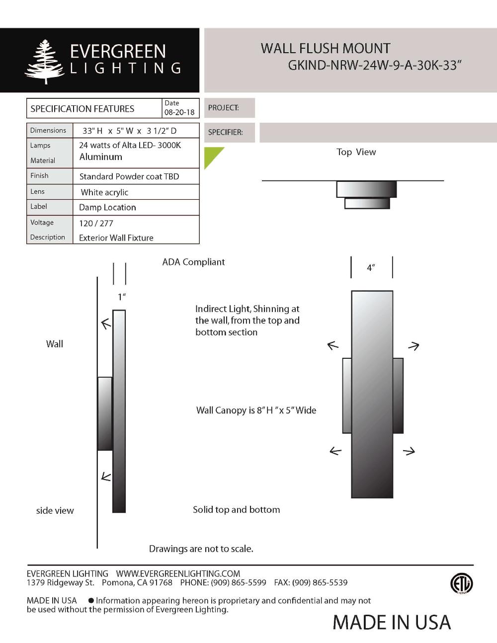 evergreen lights GKIND-NRW-24W-9-A-30K-33 Indoor Indoor Custom Wall