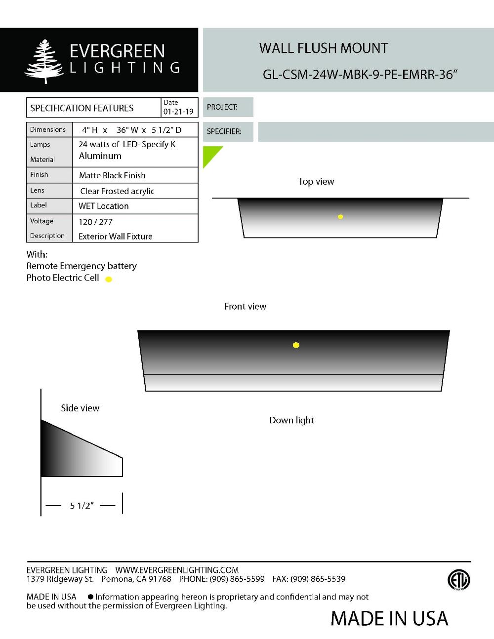 evergreen lights GL-CSM-24W-MBK (1) Outdoor Custom Wall