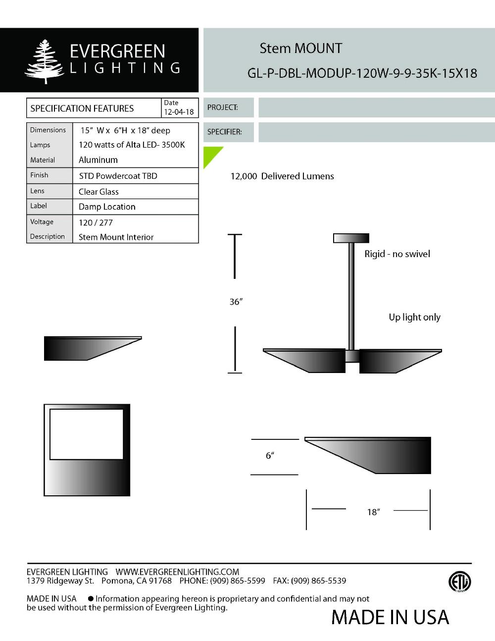 evergreen lights GL-P-DBL-MODUP-120W Indoor Indoor Custom Ceiling