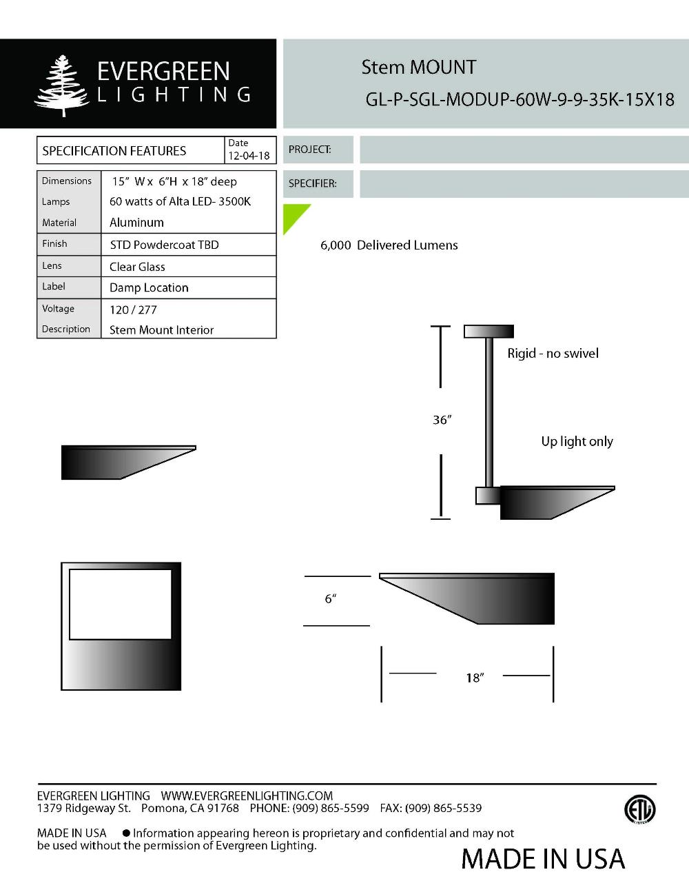 evergreen lights GL-P-SGL-MODUP-60W Indoor Indoor Custom Ceiling