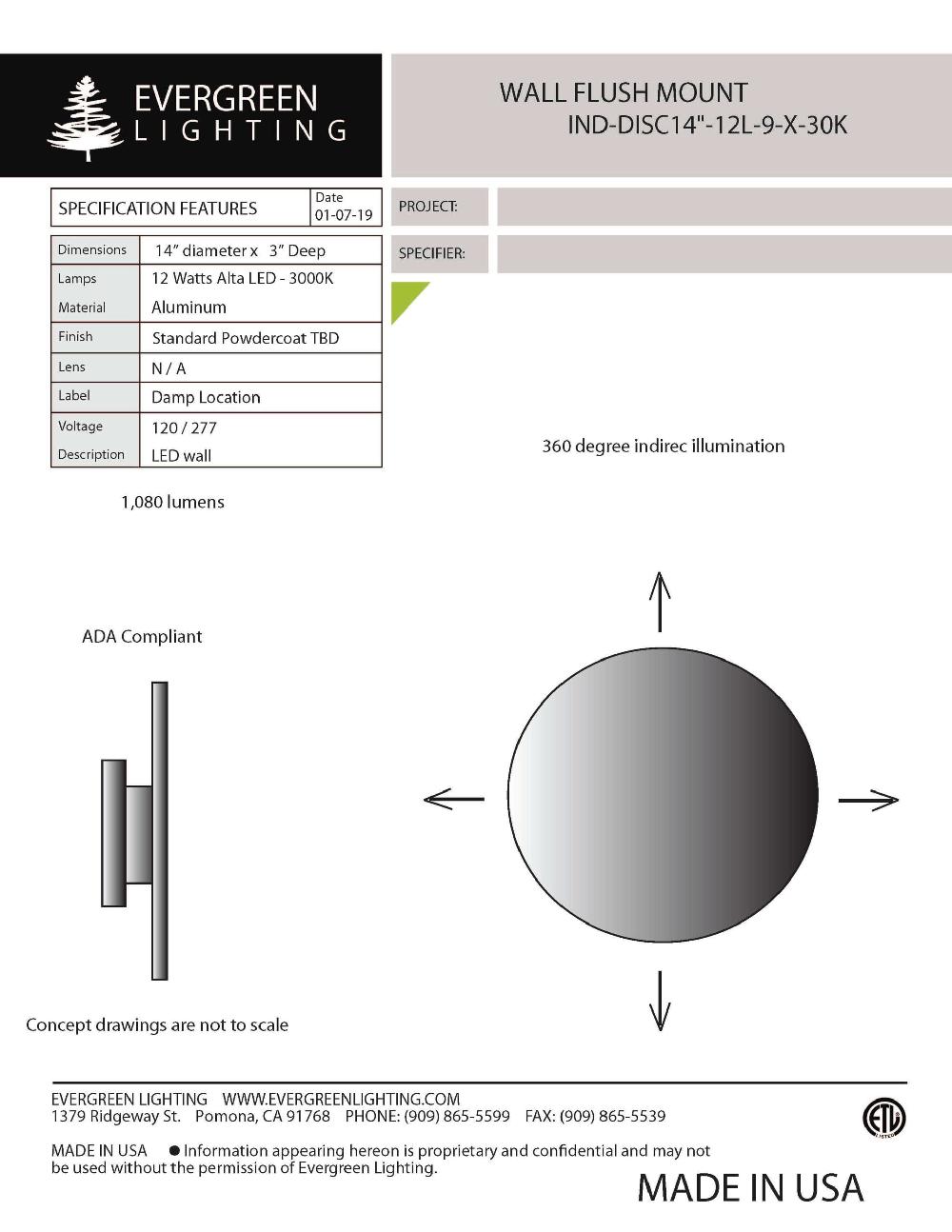 evergreen lights IND-DISC14-12LED Indoor Indoor Custom Wall