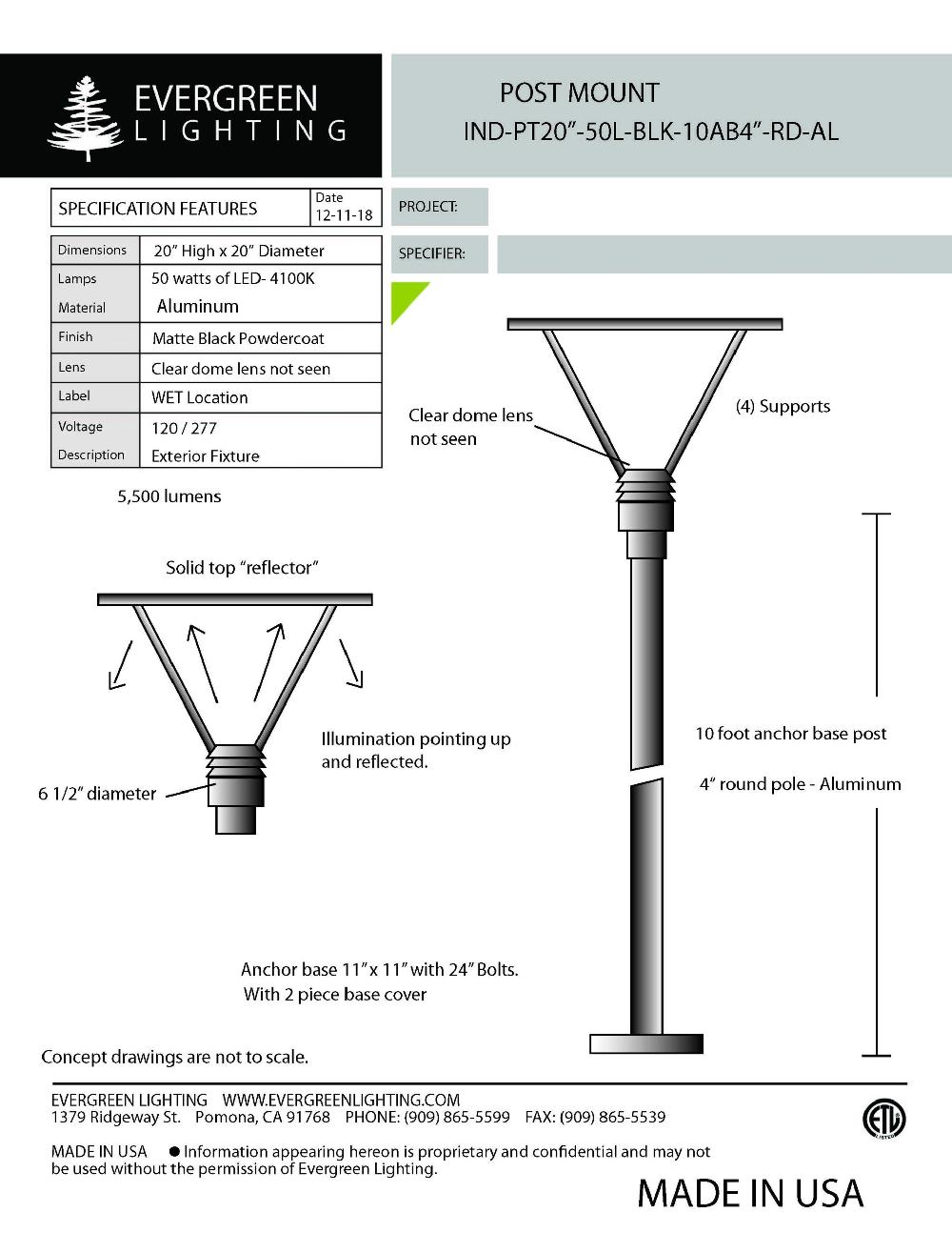 evergreen lights IND-PT20-50L-BLK Outdoor Custom Polo Fixture Combinations
