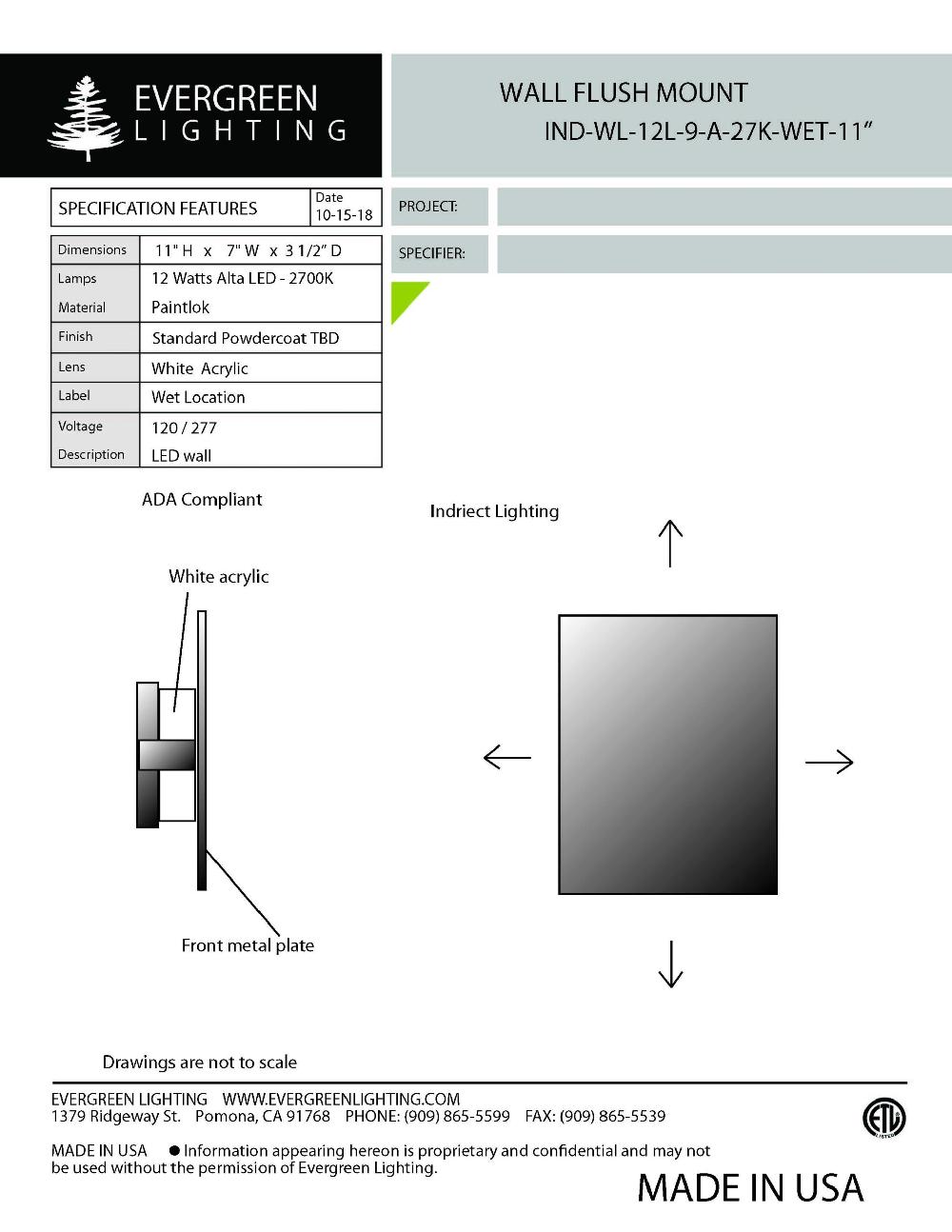 evergreen lights IND-WL-12L-9-A Outdoor Custom Wall