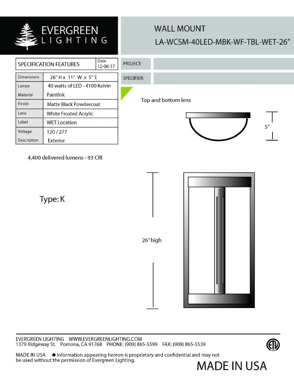 evergreen lights LA-WCSM-40LED-9-WF 26 Outdoor Custom Wall