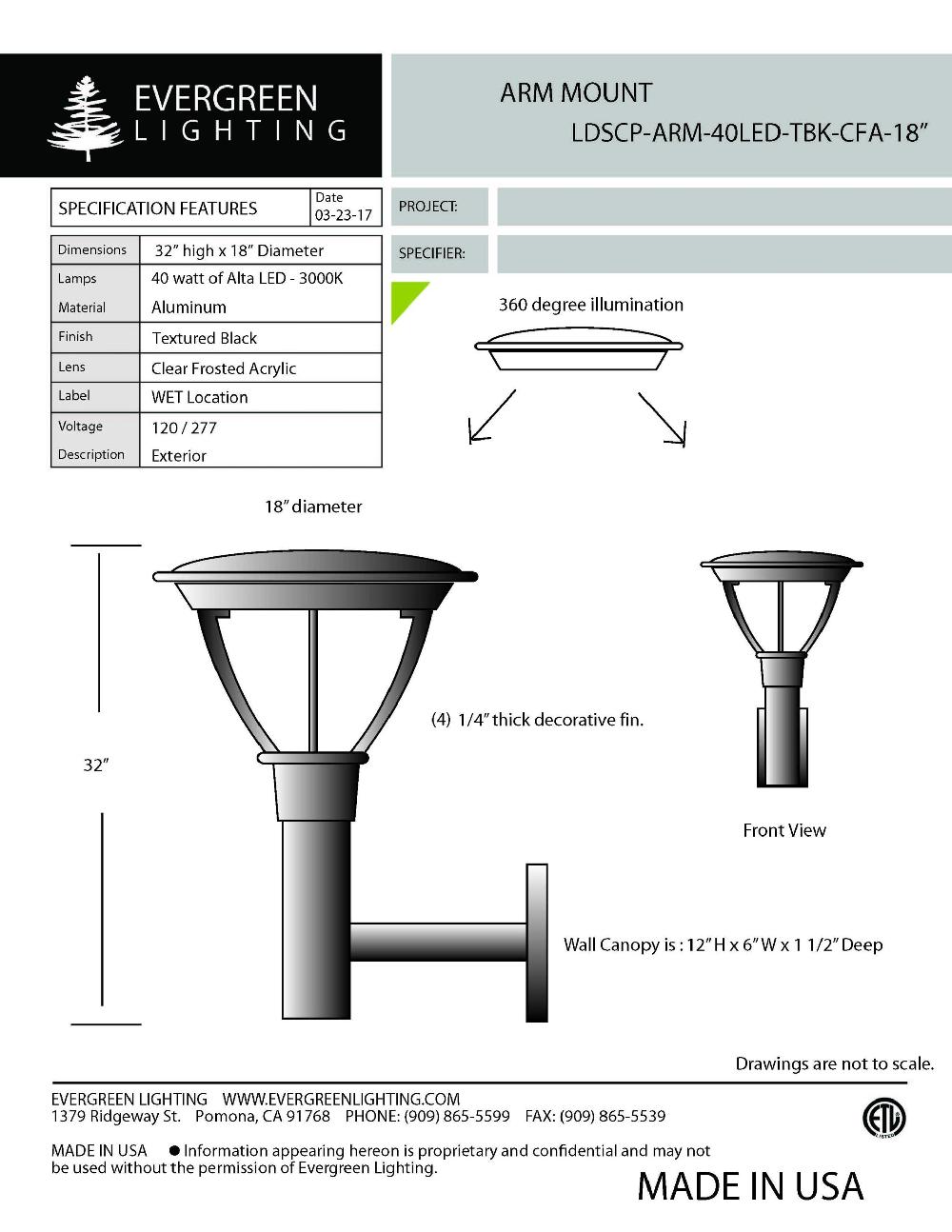 evergreen lights LDSCP-ARM–40LED Outdoor Custom Wall