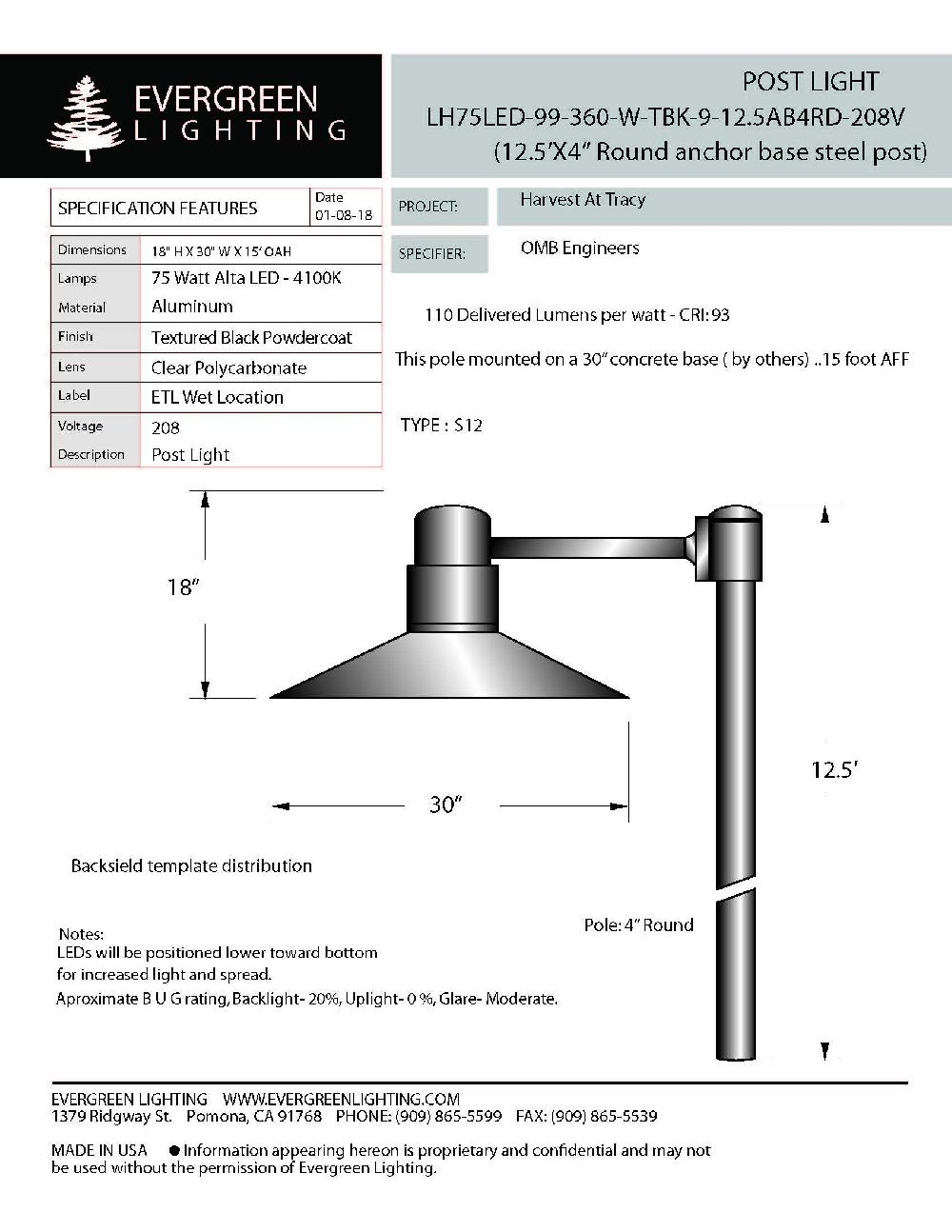 evergreen lights LH75LED-99-360 Outdoor Custom Polo Fixture Combinations