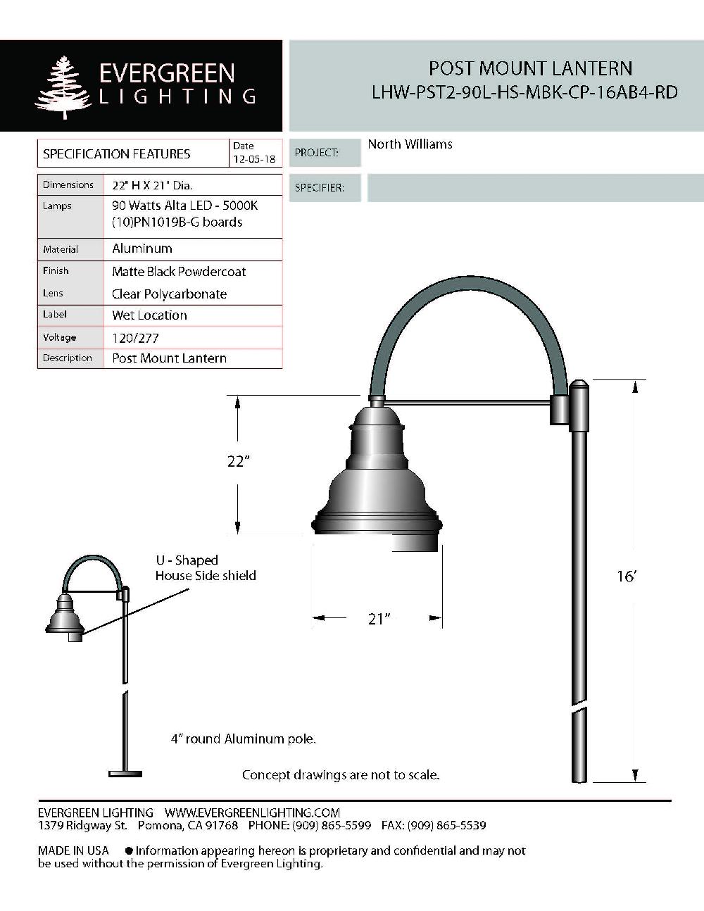 evergreen lights LHW-PST2-90L Outdoor Custom Polo Fixture Combinations