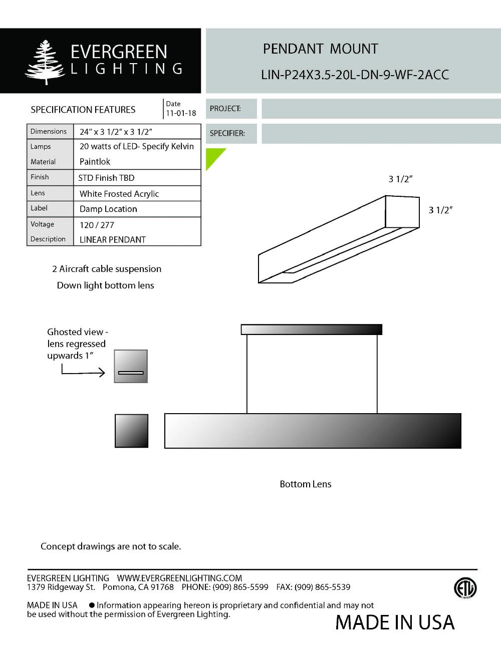 evergreen lights LIN-P24X3.5 Indoor Indoor Custom Ceiling