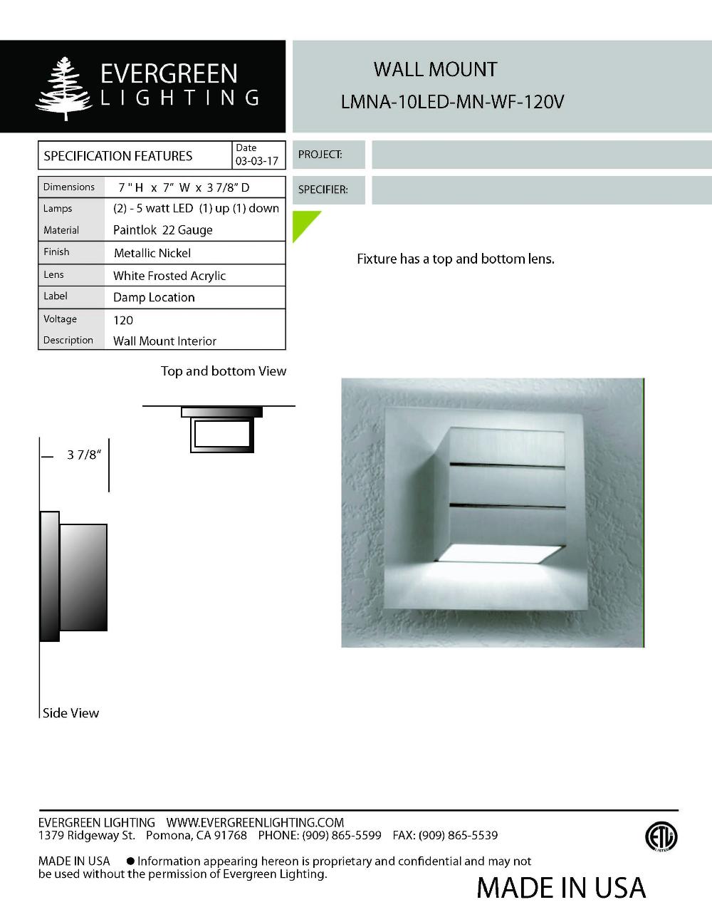 evergreen lights LMNA-10LED-MN-WF-120V Outdoor Custom Wall