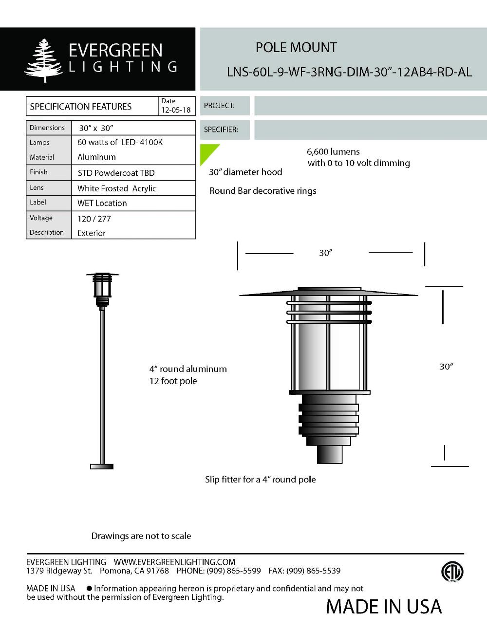 evergreen lights LNS-60L-9-WF-3RNG-30 Outdoor Custom Polo Fixture Combinations