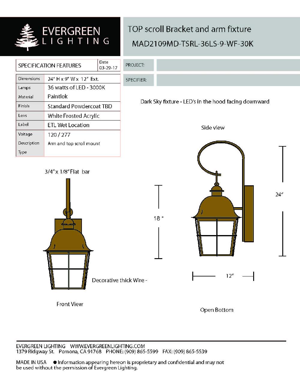 evergreen lights MAD2109MD-TSRL-12LS Outdoor Custom Wall