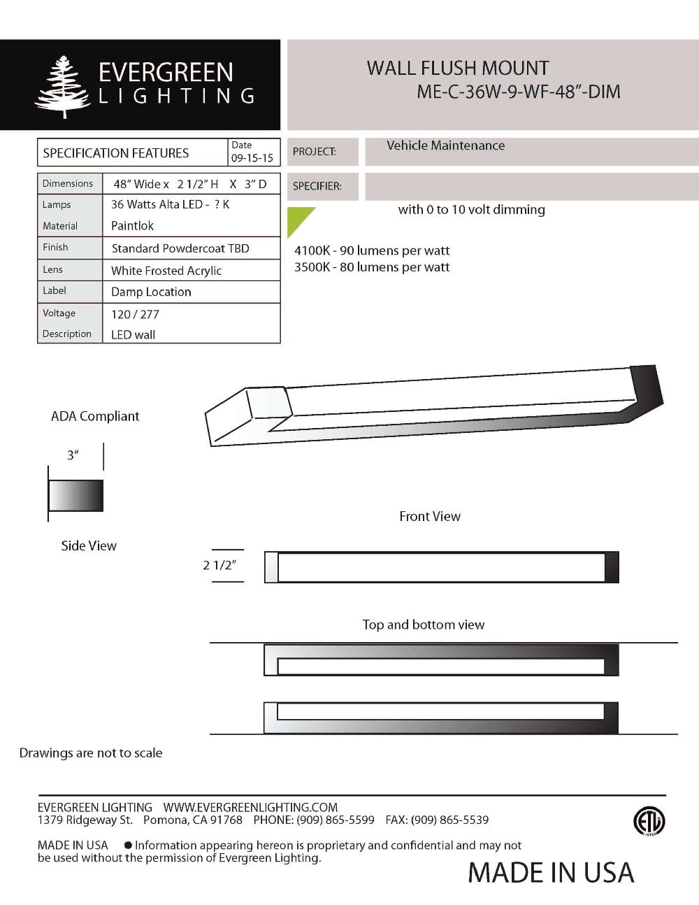 evergreen lights ME-C-36W-9-WF-48 Indoor Indoor Custom Wall