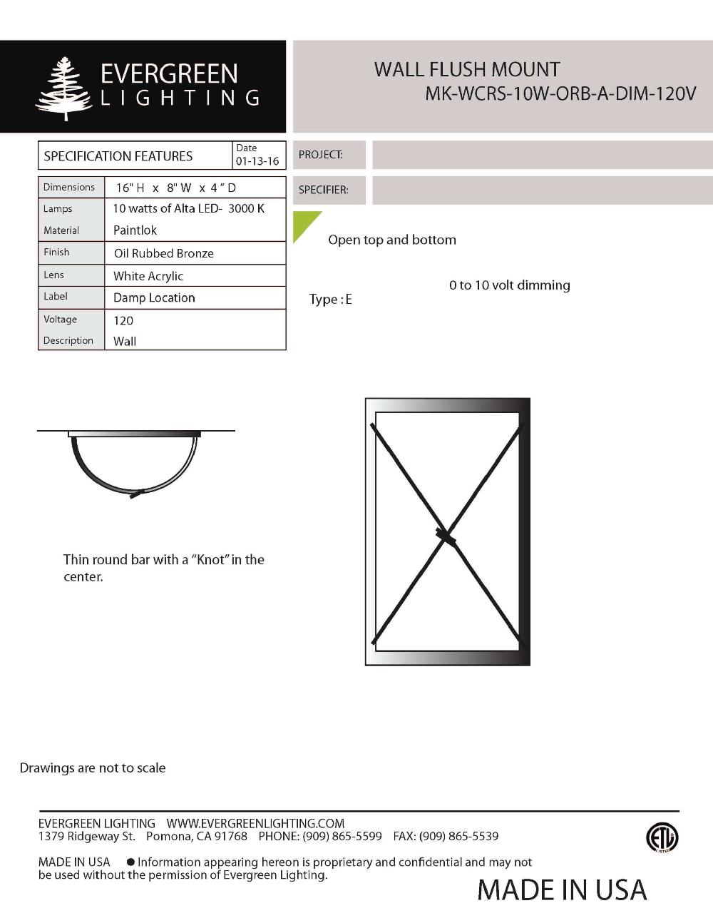 evergreen lights MK-WCRS-10W-ORB-A-DIM Indoor Indoor Custom Wall