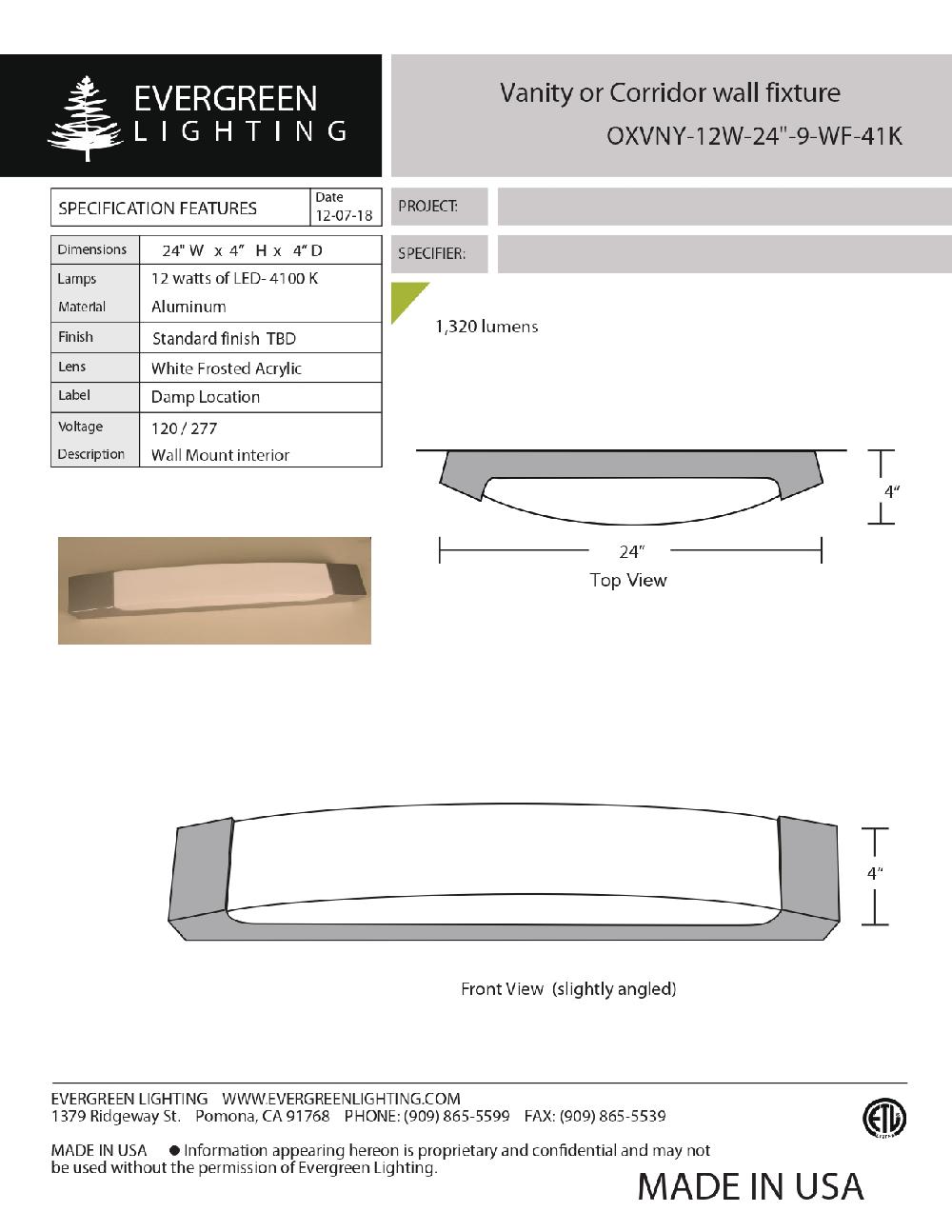 evergreen lights OXVNY-12W-24-9-WF-41K_page-0001 Indoor Indoor Custom Wall