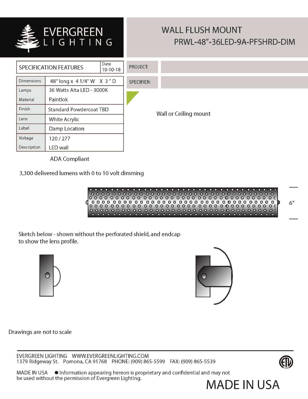 evergreen lights PRWL-48-36LED Indoor Indoor Custom Wall