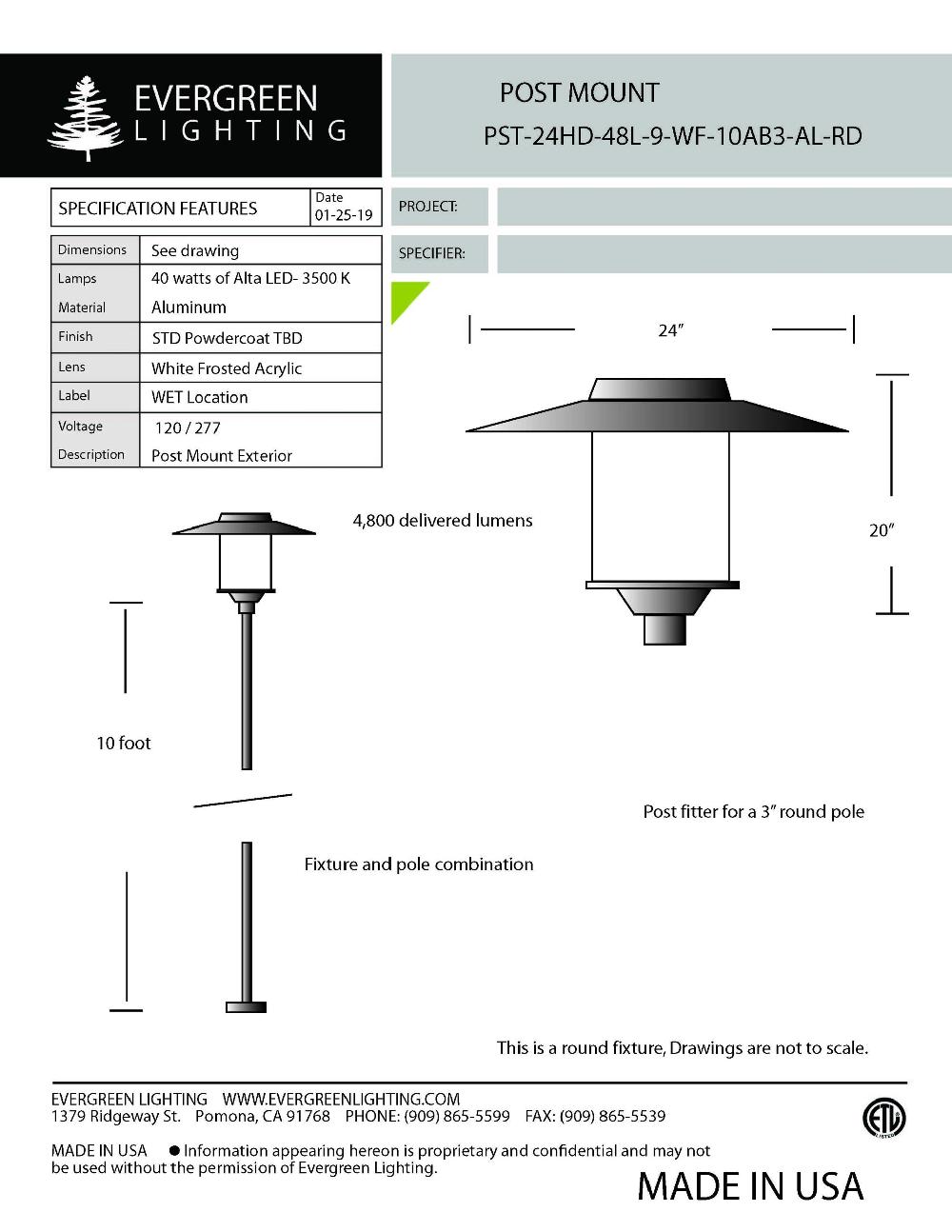 evergreen lights PST-24HD-48L Outdoor Custom Polo Fixture Combinations
