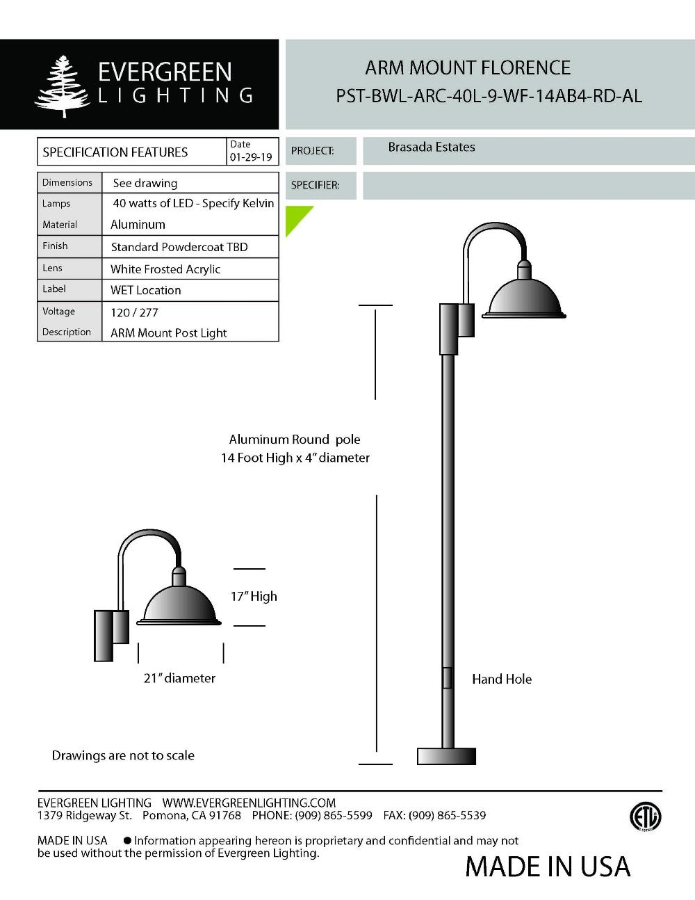 evergreen lights PST-BWL-ARC-40L-9-WF Outdoor Custom Polo Fixture Combinations