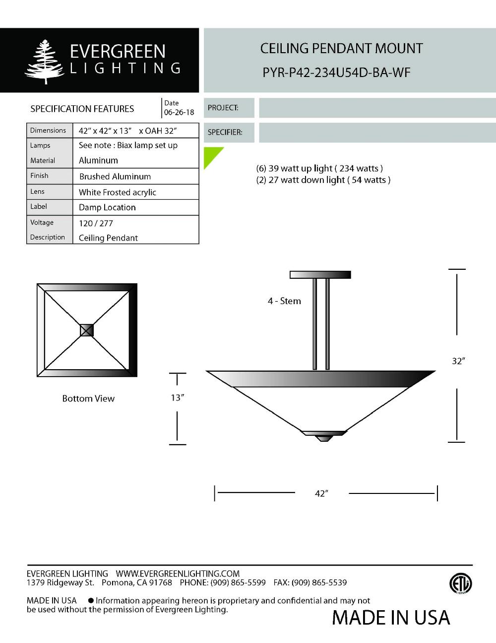 evergreen lights PYR-P42-234U54D Indoor Indoor Custom Ceiling