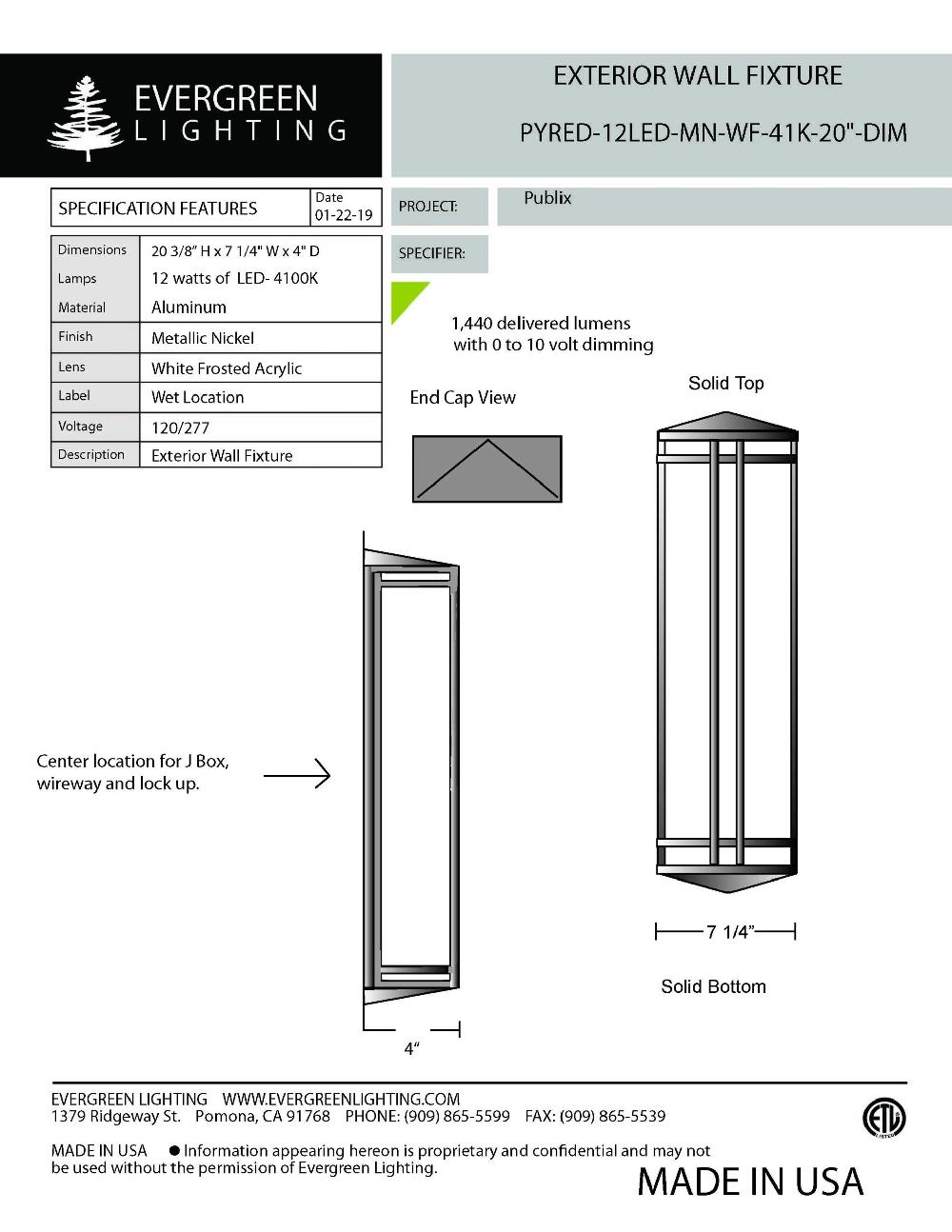 evergreen lights PYRED-12LED-MN-WF Outdoor Custom Wall