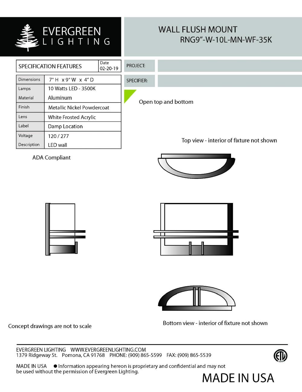 evergreen lights RNG9-W-10L Indoor Indoor Custom Wall