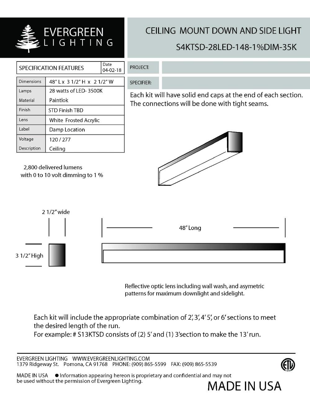 evergreen lights S4KTSD-28LED-148-NRW Indoor Indoor Custom Ceiling