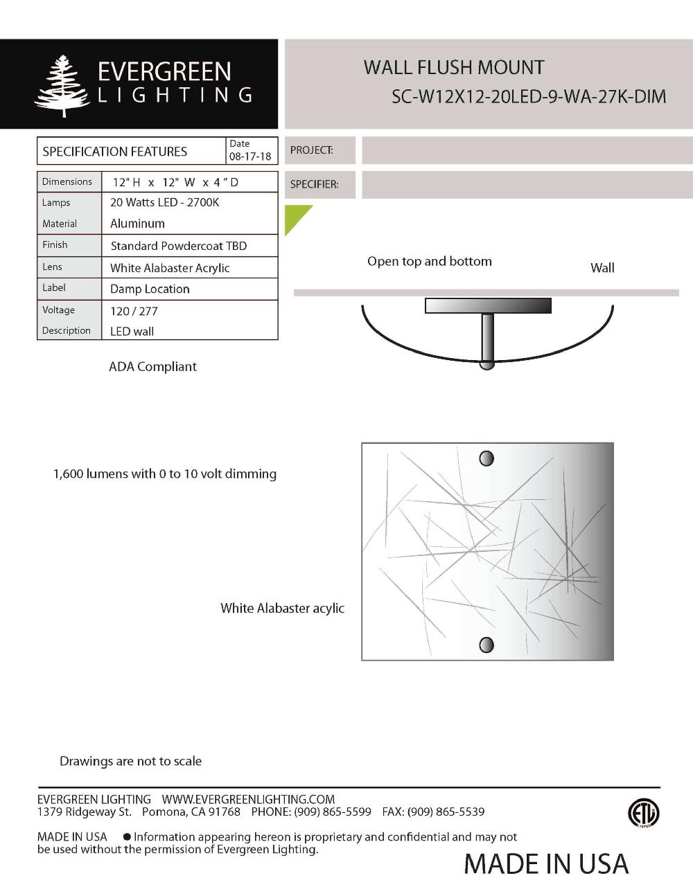 evergreen lights SC-W12X12-20LED Indoor Indoor Custom Wall
