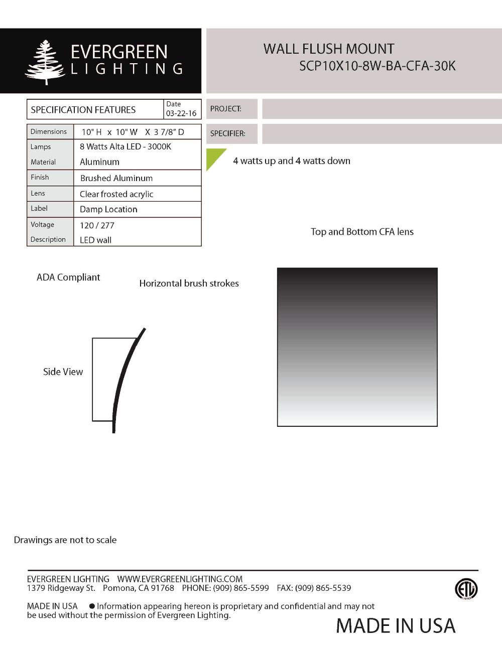 evergreen lights SCP10X10-8W Indoor Indoor Custom Wall