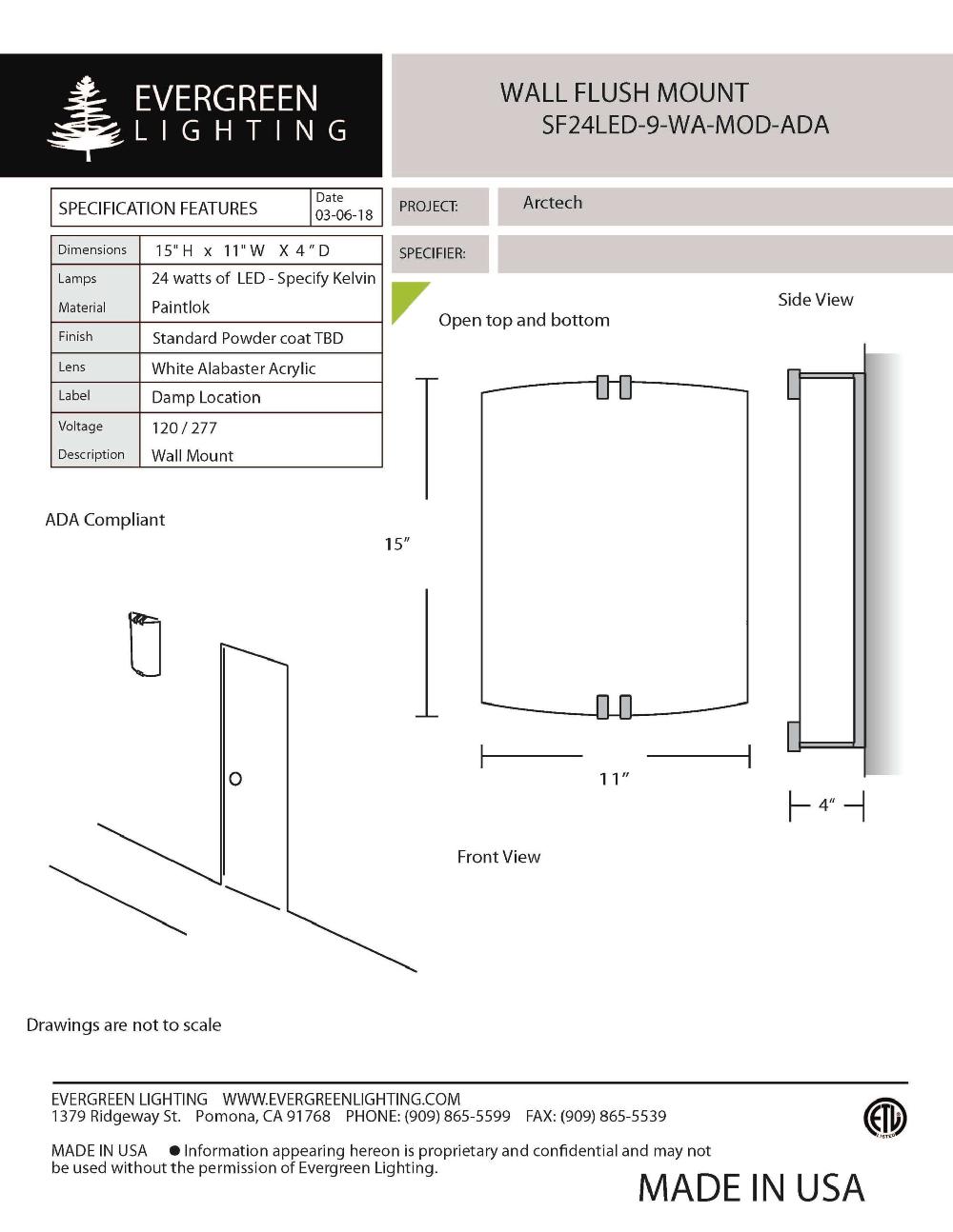 evergreen lights SF24LED-9-WA-MOD-ADA Indoor Indoor Custom Wall