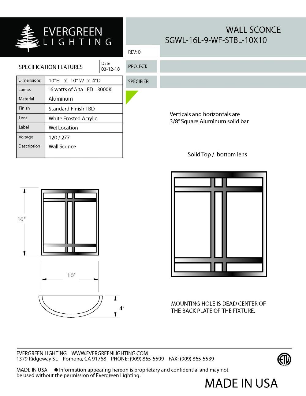 evergreen lights SGWL-16L-9-WF-STBL-10×10 Outdoor Custom Wall