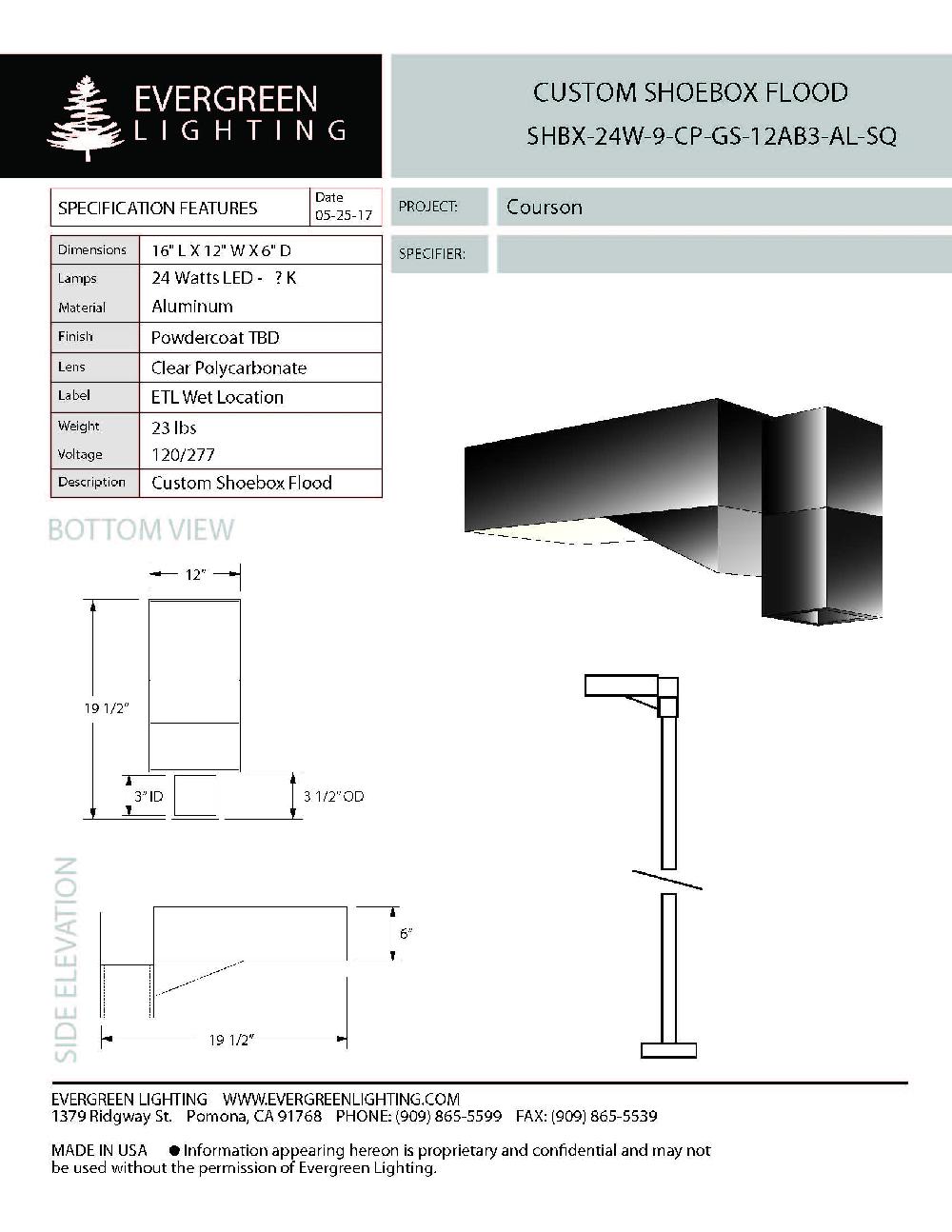 evergreen lights SHBX-24W-9-CP-GS-12AB3-AL-SQ Outdoor Custom Polo Fixture Combinations