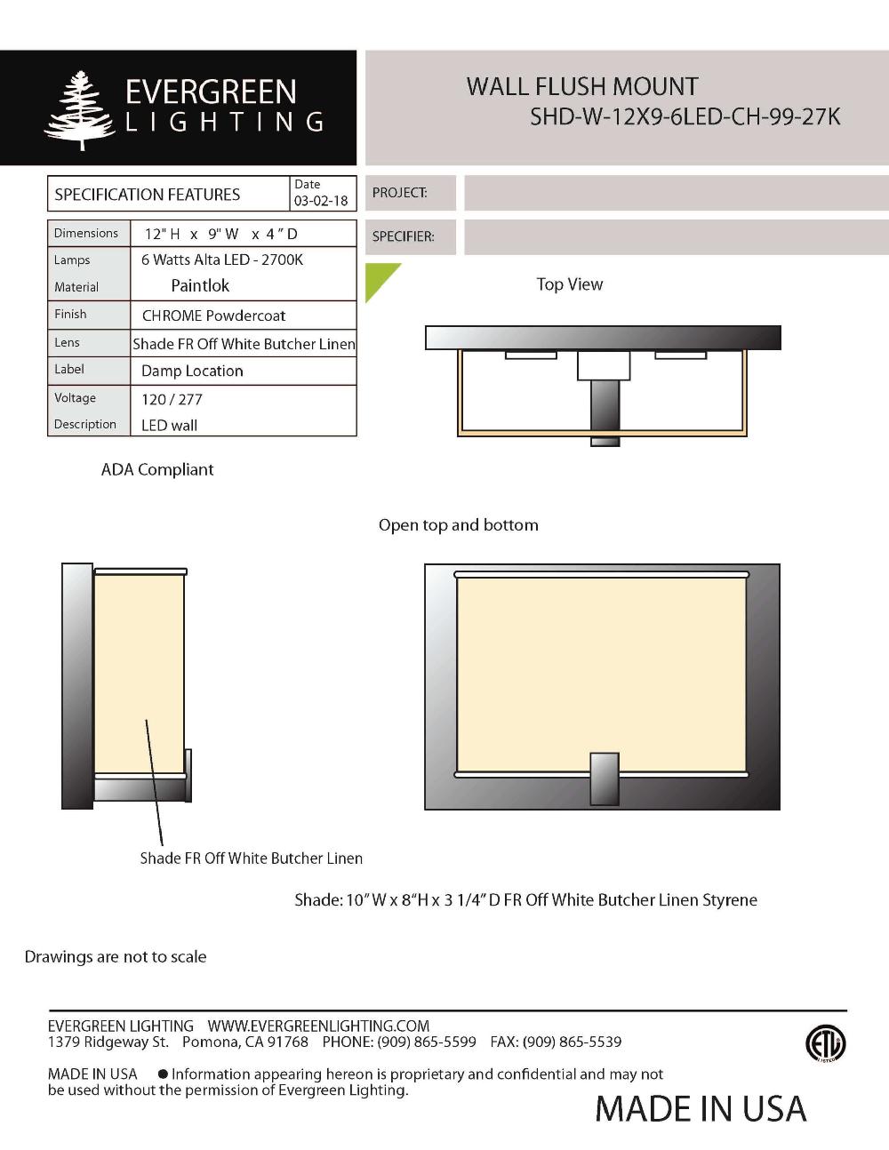 evergreen lights SHD-W-12X9-6LED Indoor Indoor Custom Wall