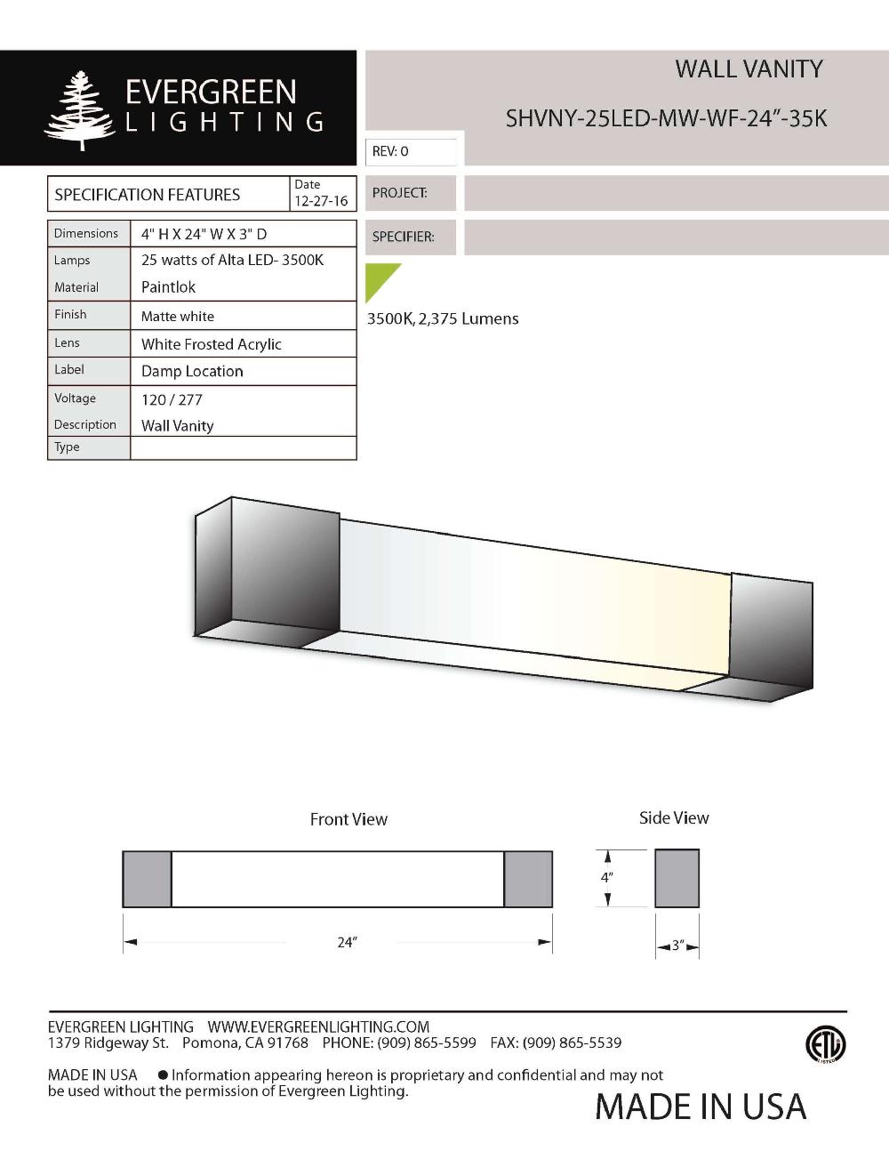 evergreen lights SHVNY-25LED-MW-WF-24 Indoor Indoor Custom Wall