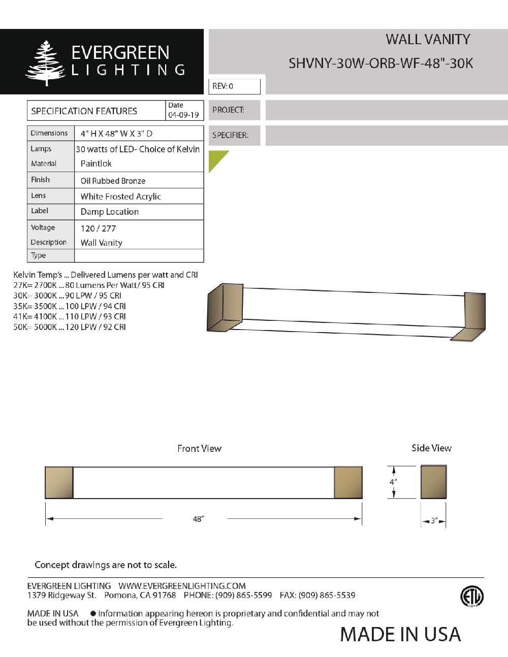 evergreen lights SHVNY-30W-9-WF-60BRZ 040919 Indoor Indoor Custom Wall