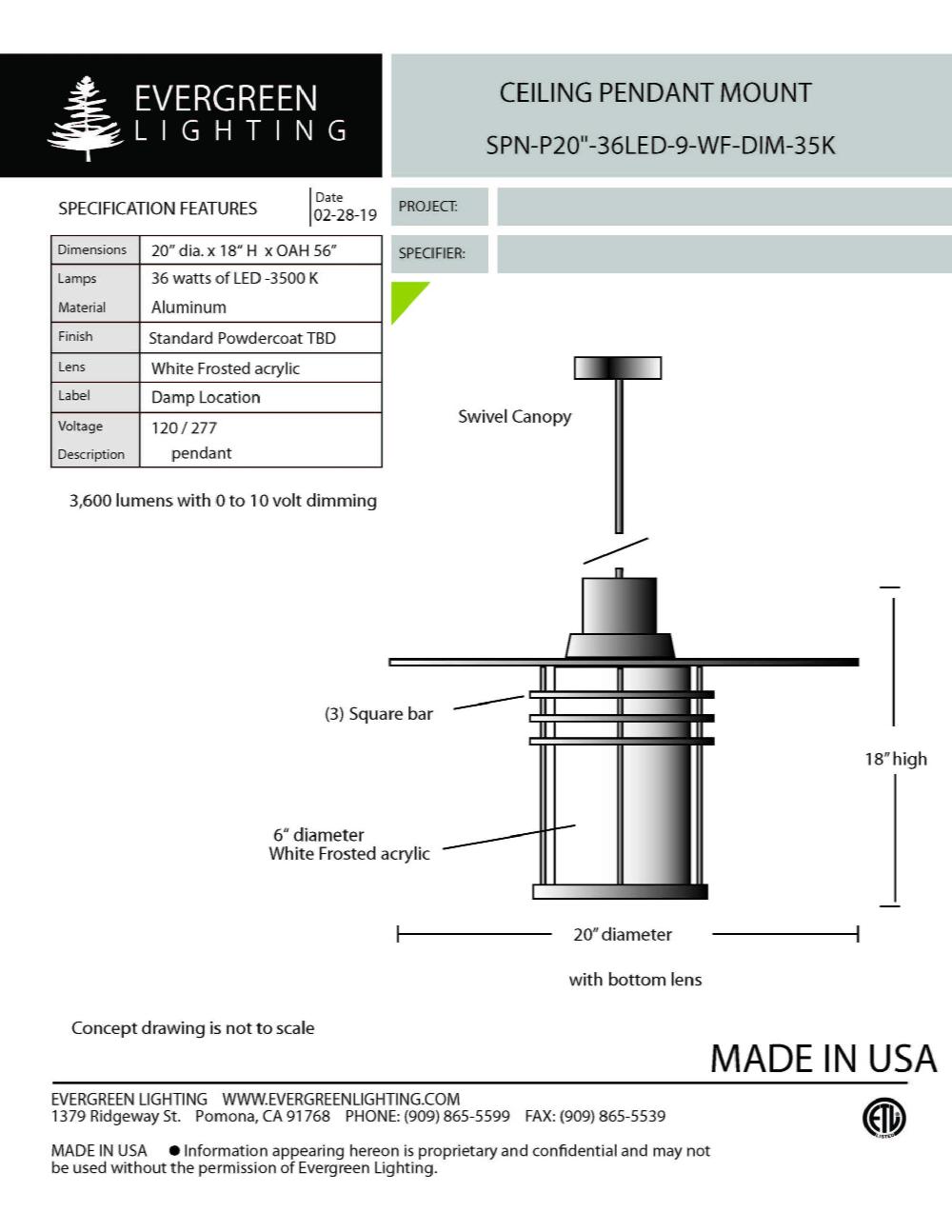 evergreen lights SPN-P20-36LED Indoor Indoor Custom Ceiling