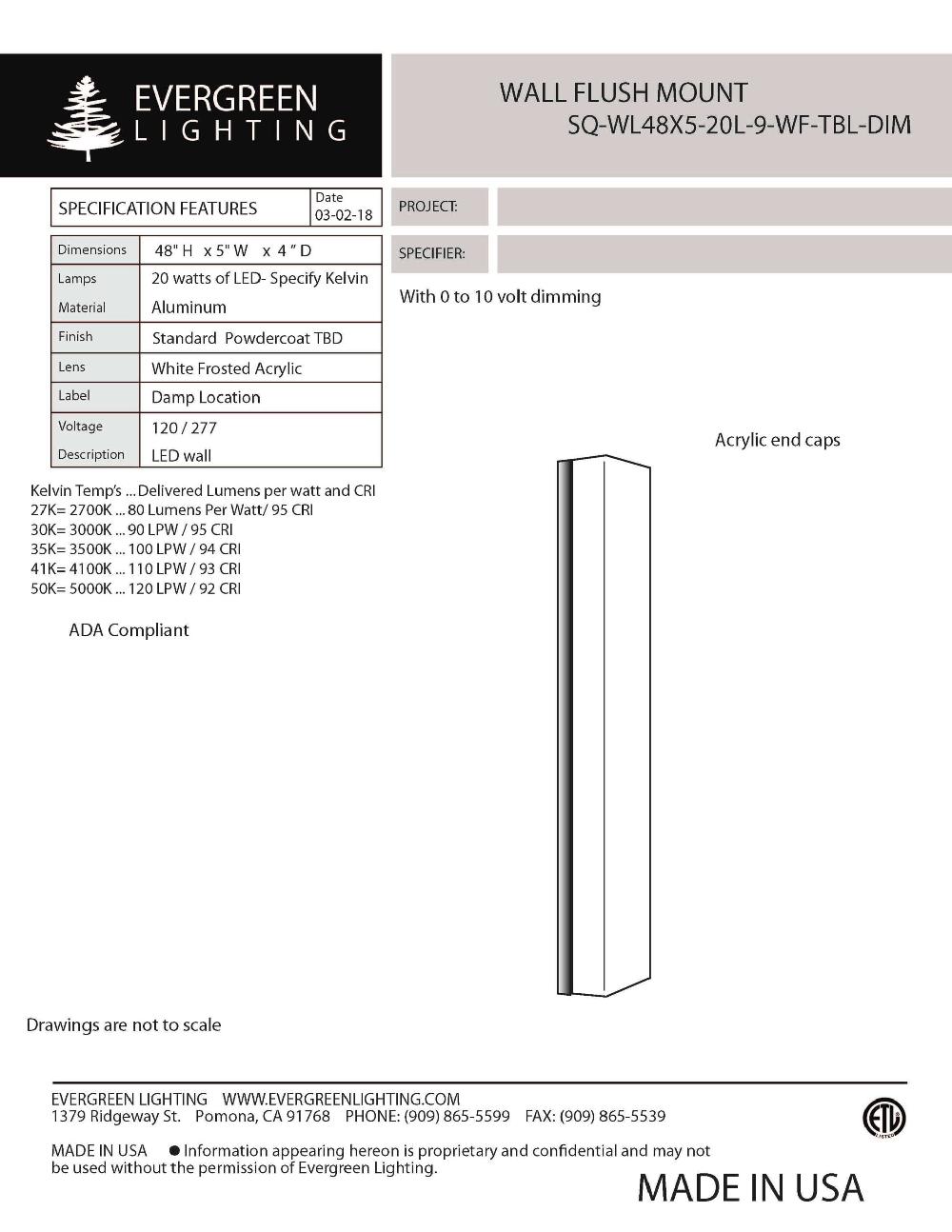evergreen lights SQ-WL48X5-20L Indoor Indoor Custom Wall