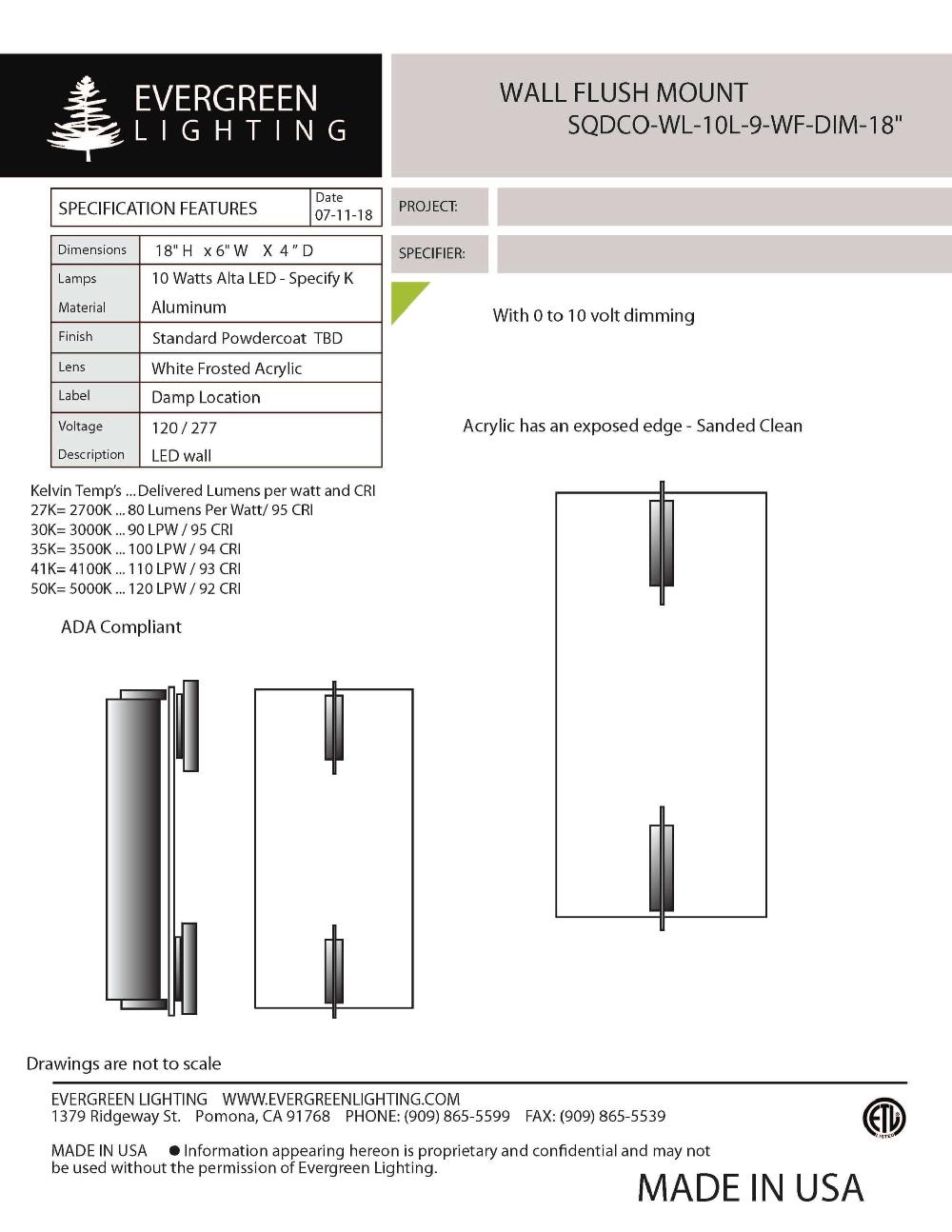 evergreen lights SQDCO-WL-10L Indoor Indoor Custom Wall