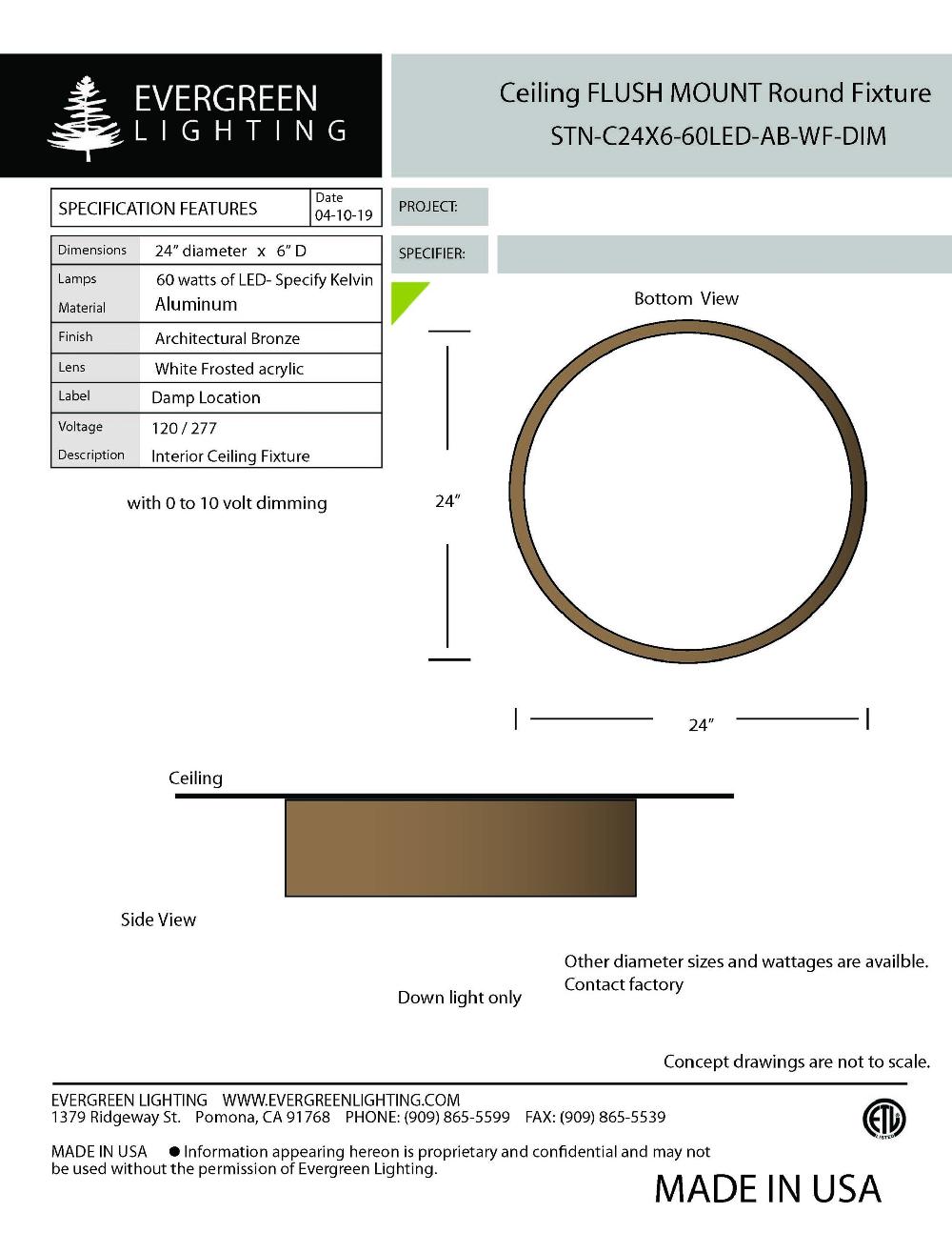 evergreen lights STN-C24X6-60LED-60BRZ Indoor Indoor Custom Ceiling