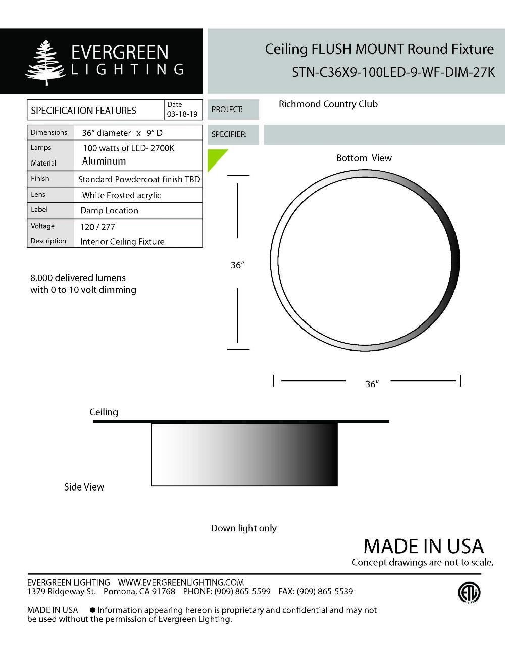 evergreen lights STN-C36X9-100LED Indoor Indoor Custom Ceiling