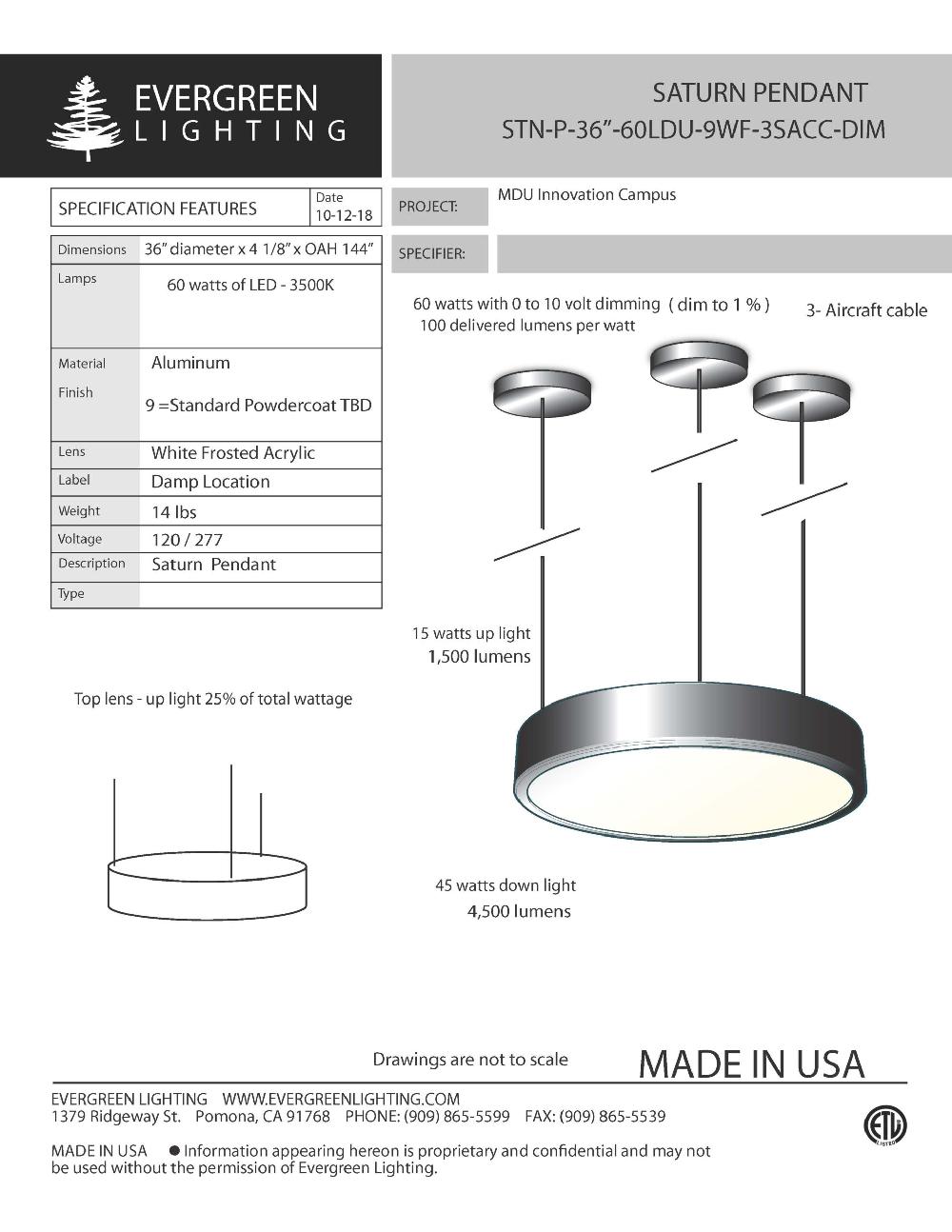 evergreen lights STN-P-36-60LDU-9WF-3SACC Indoor Indoor Custom Ceiling
