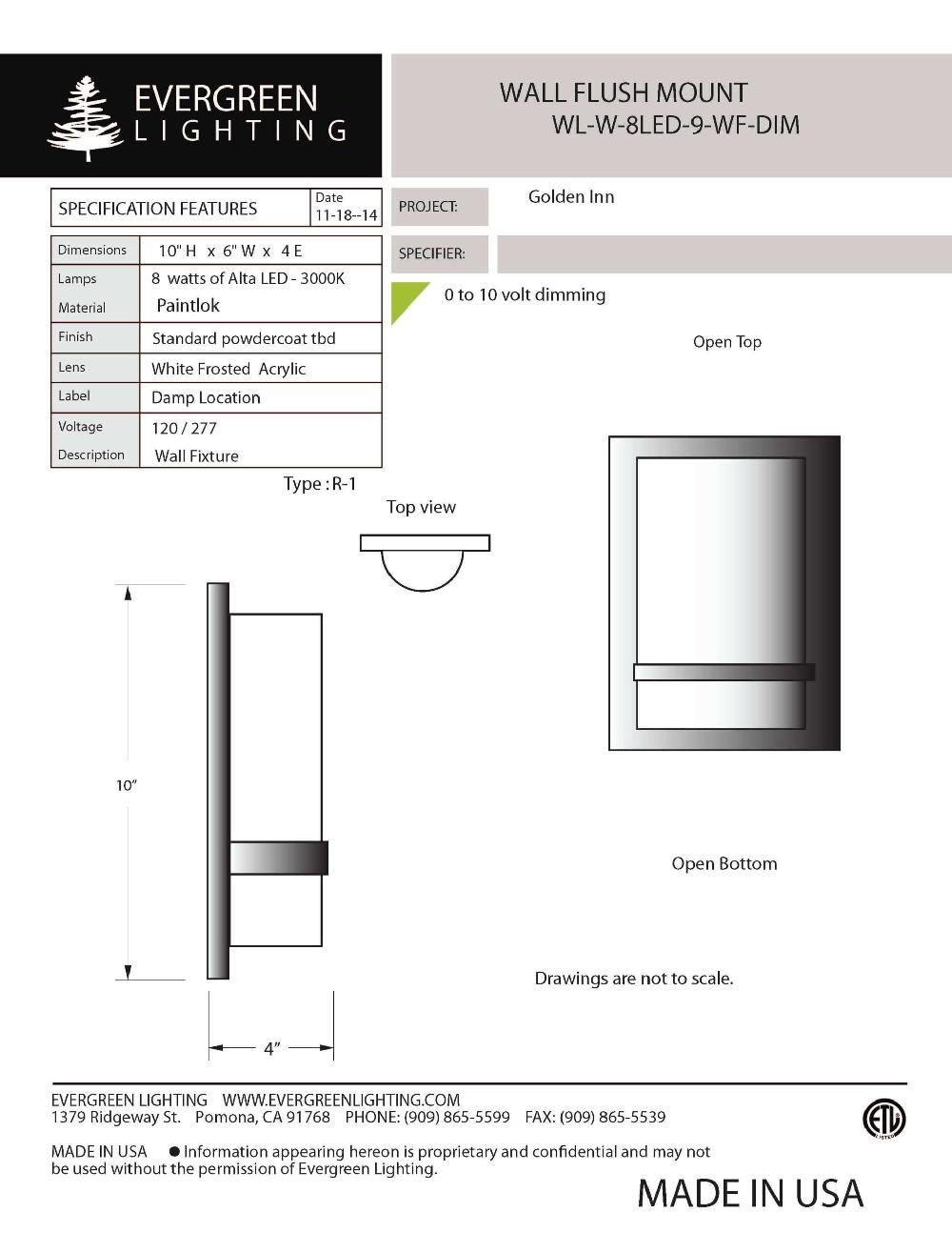 evergreen lights WL-W-8LED Indoor Indoor Custom Wall