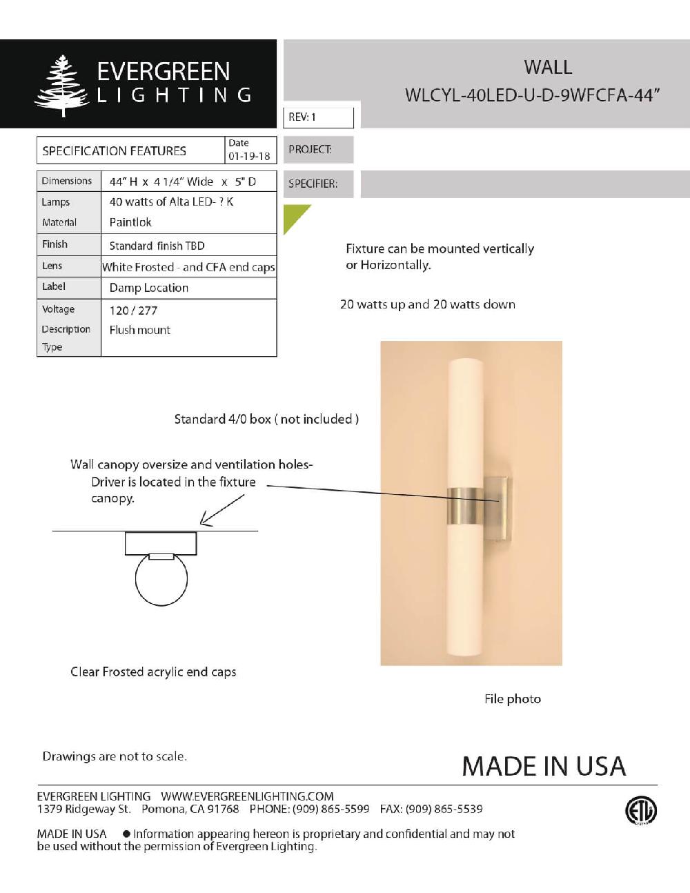 evergreen lights WLCYL-40LED-U-D Indoor Indoor Custom Wall