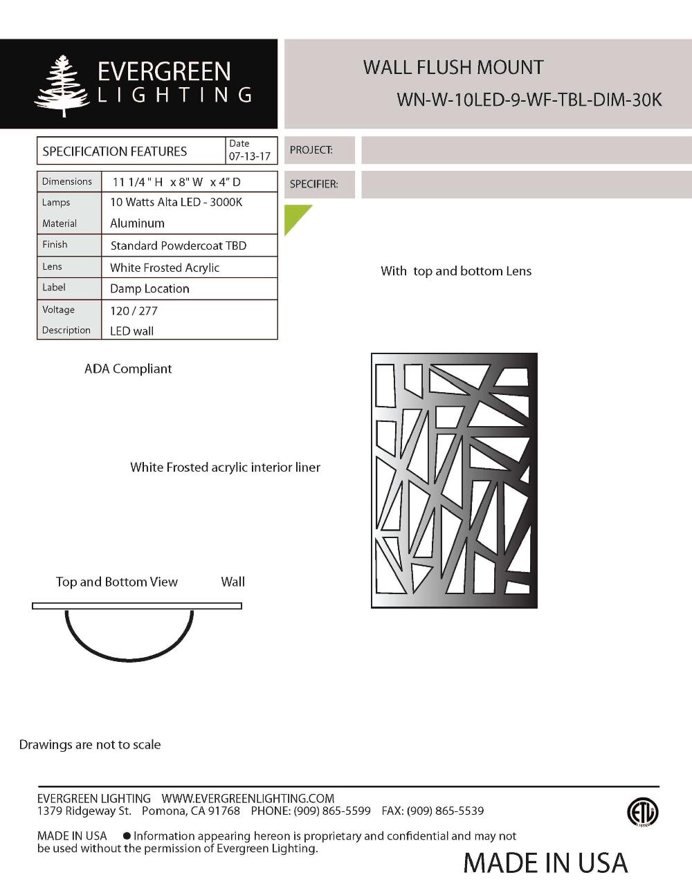 evergreen lights WN-W-10LED-9-WF-TBL Indoor Indoor Custom Wall