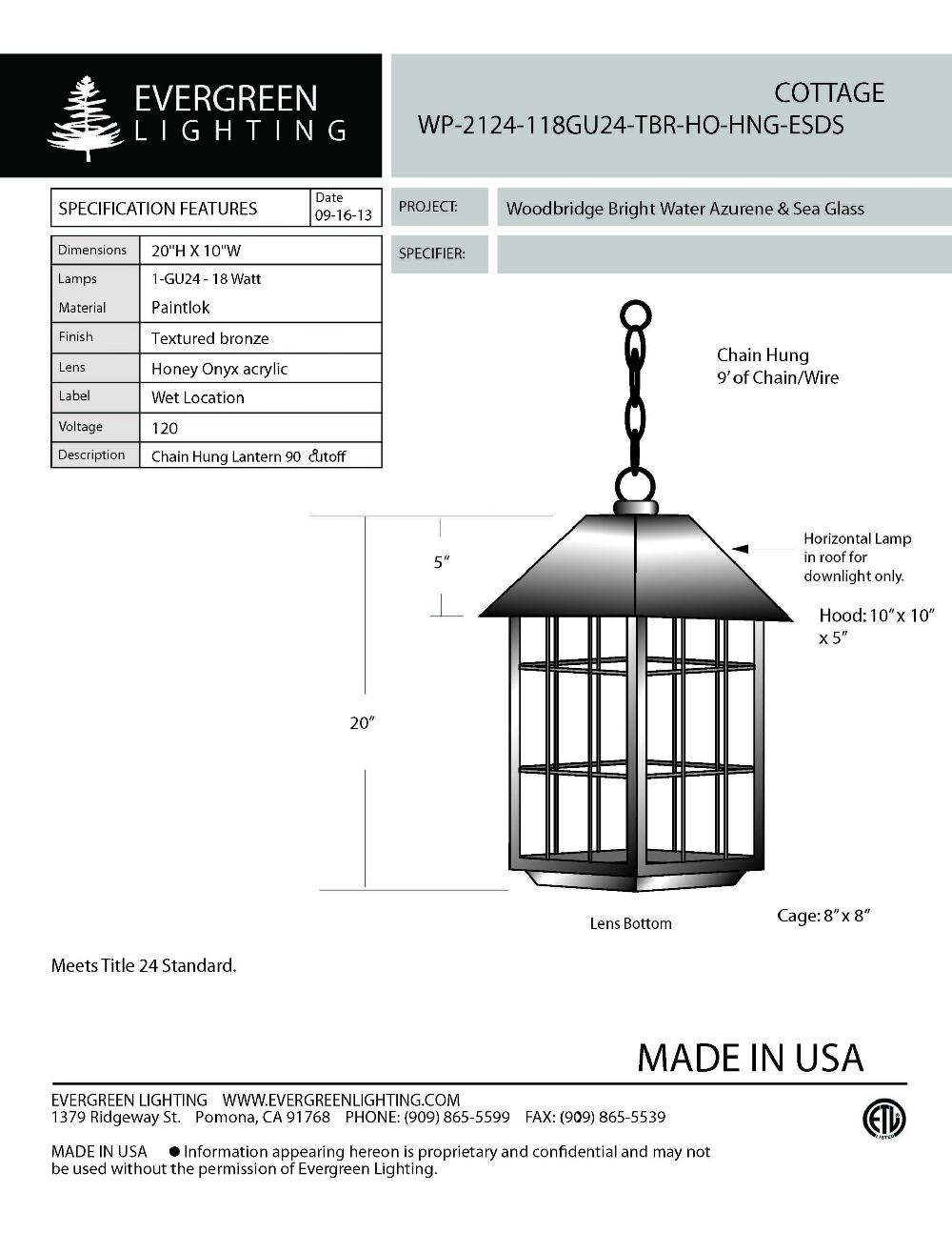 evergreen lights WP-2124-118GU24-HNG Outdoor Custom Ceiling