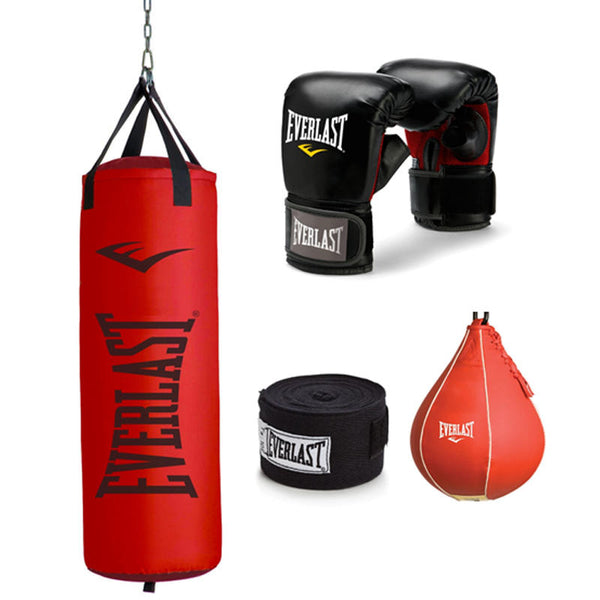 everlast 70lb Red Polycanvas Heavy Bag Kit with Speed Bag