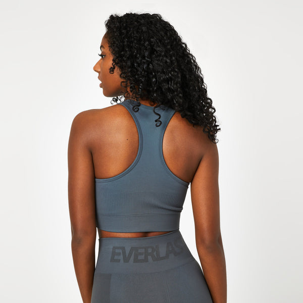 Everlast High Neck Racer Sports Bra Gray