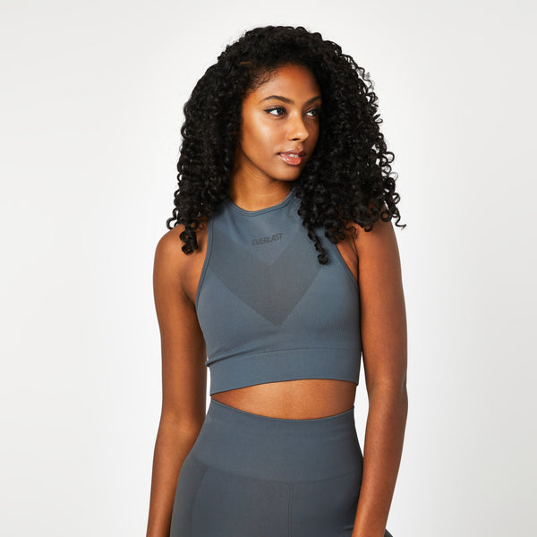 everlast High Neck Racer Sports Bra Gray