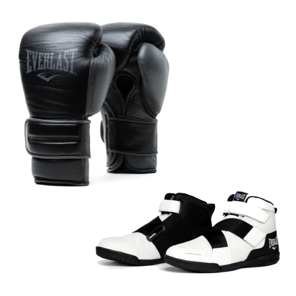 everlast Powerlock Black Glove and Shoe Bundle