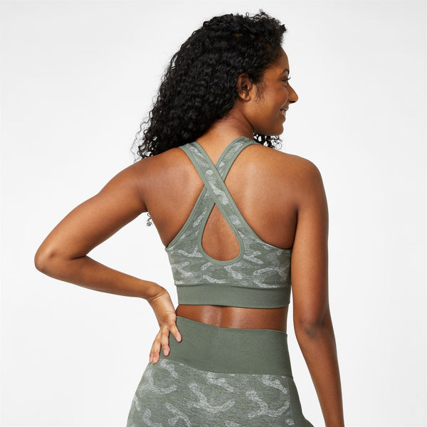 Everlast Seamless Camo Cross Back Sports Bra Black