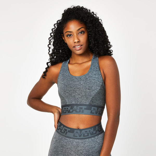 everlast Seamless Panelled Sports Bra Charcoal