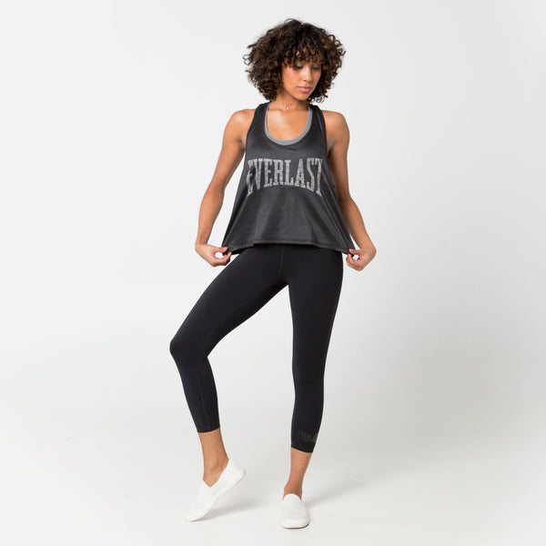 everlast Women's Compression Sport Cropped Legging Mid Rise Black